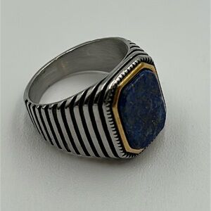 2313- Lapis Lazuli Natural Gemstone Handmade Men's Ring Size 9 NWT